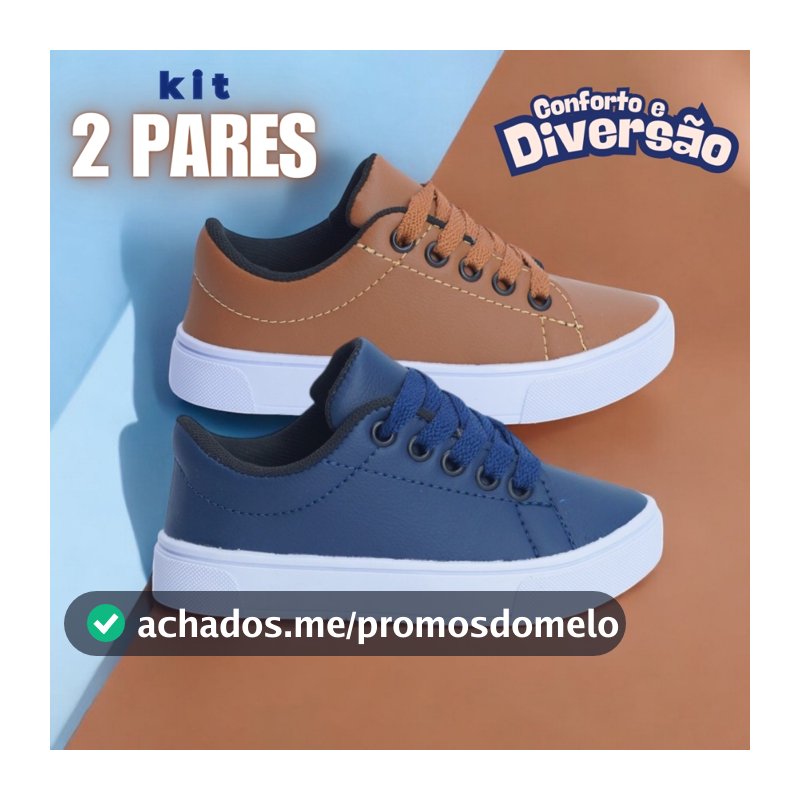 Kit 2 Tênis Infantil Masculino Colegial Antiderrapante e Leve Pronta Entrega