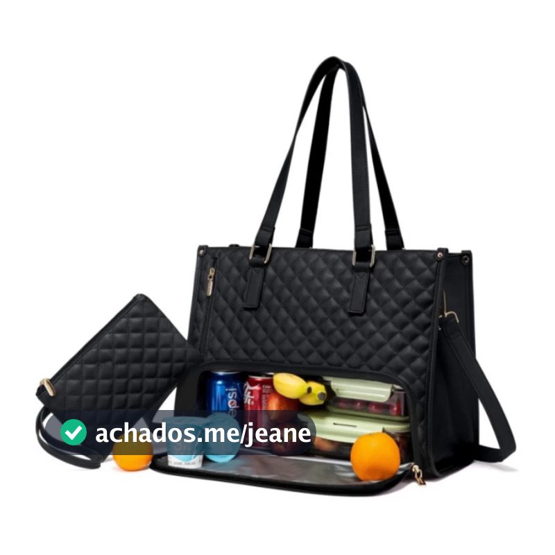 Bolsa Feminina Térmica 2 em 1 para Laptop 15.6'' e Marmita Grande Capacidade