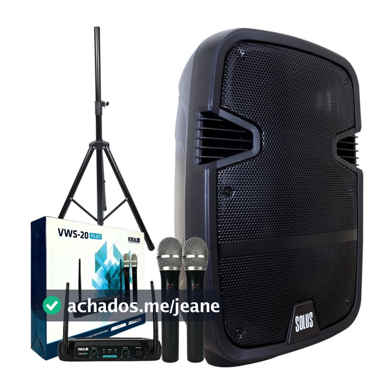 Kit Caixa De Som Amplificada Bluetooth Usb Fm + Microfone Sem Fio + Tripe