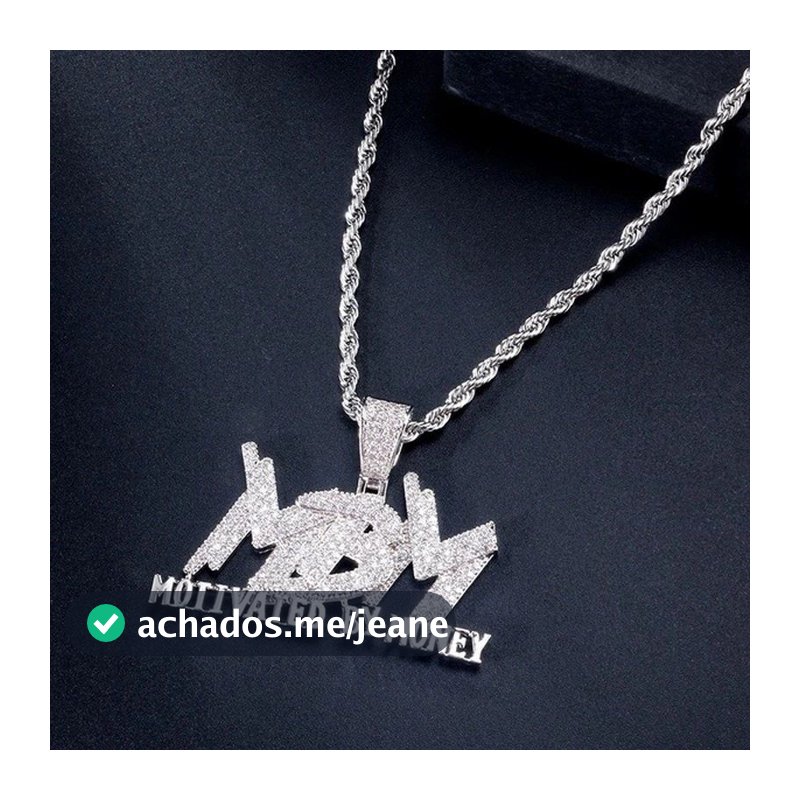 Colar corrente cordão Ice com Pingente Motivated By Money dinheiro cravejado Premium