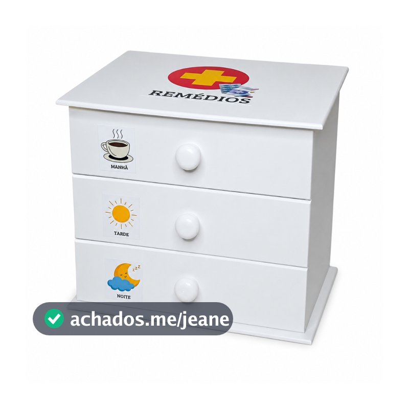 Caixa Farmacinha 100% MDF Branca Com Gaveta 23x18x20cm Organizadora Medicamentos Casa E Escritórios