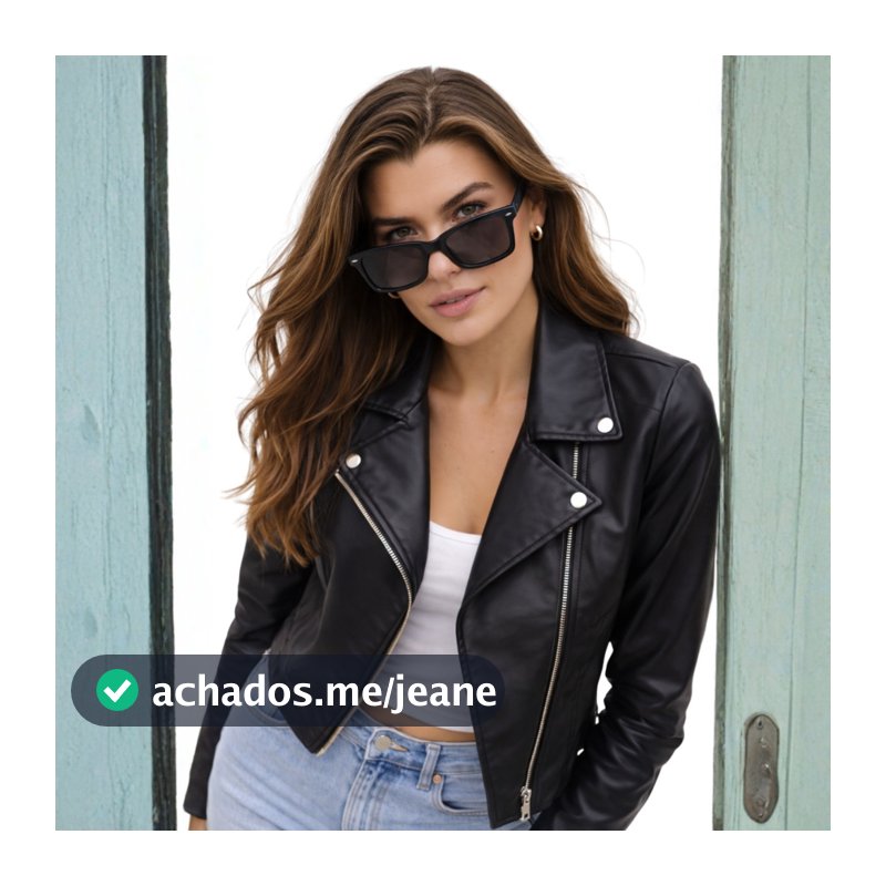 Jaqueta Feminina de Couro Fake Blusa Courino Sintético Glamour Com Ziper