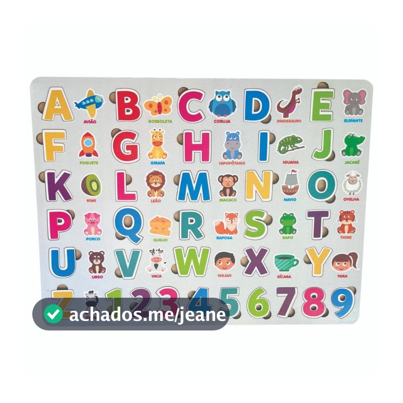 Tabuleiro Montessori Ilustrado de Madeira – Alfabeto e Números Educativo Infantil