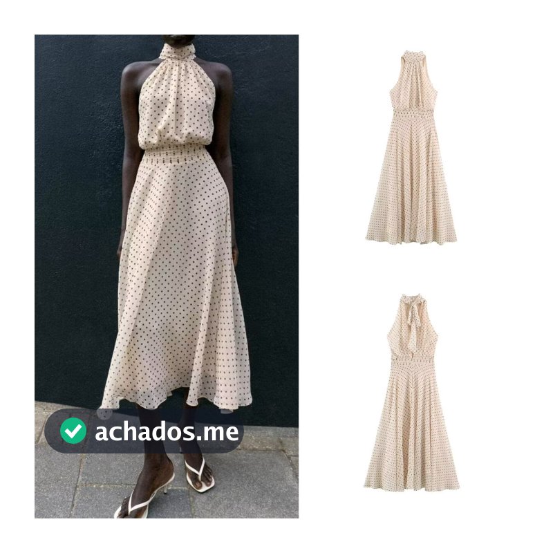 Europeu americano 2026 outono novo estilo feminino sem mangas fino ajuste halter bolinhas gola halter Mini vestido flaut
