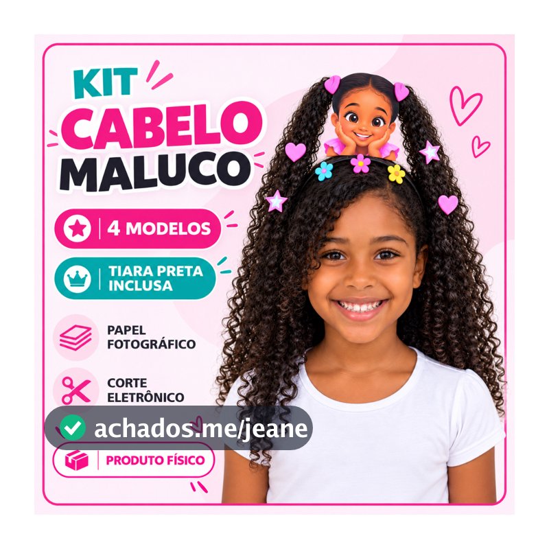 Cabelo Maluco Bonequinha com Tiara para Menina Escola