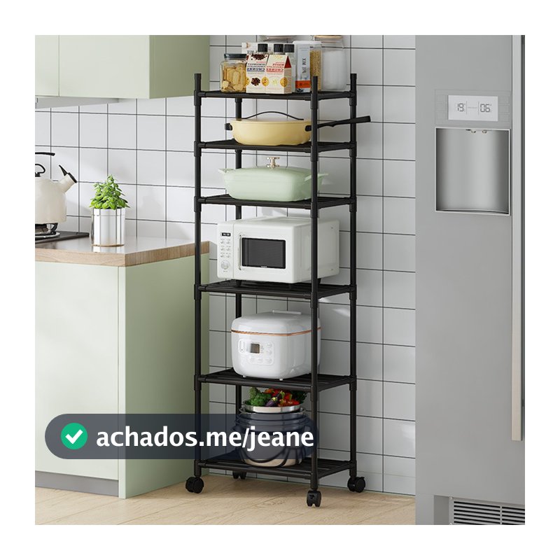 Estante 6 Andares Com Rodinhas Prateleira Organizadora Carrinho Multiuso Quarto Cozinha
