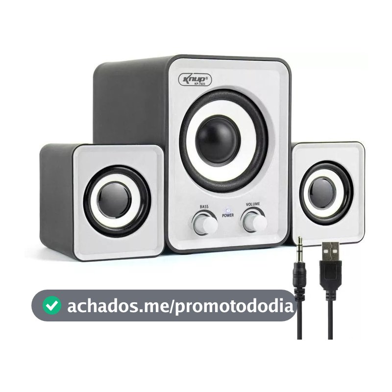 Mini Caixinha Caixa de Som C/ Subwoofer USB Som Estéreo 12W P2 3.5mm KP-7023