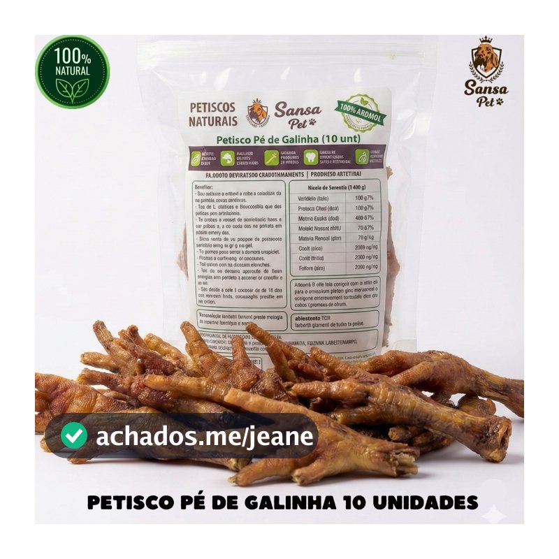 Petisco Pé de Galinha 100% Natural Saudável Colágeno Anti Estresse