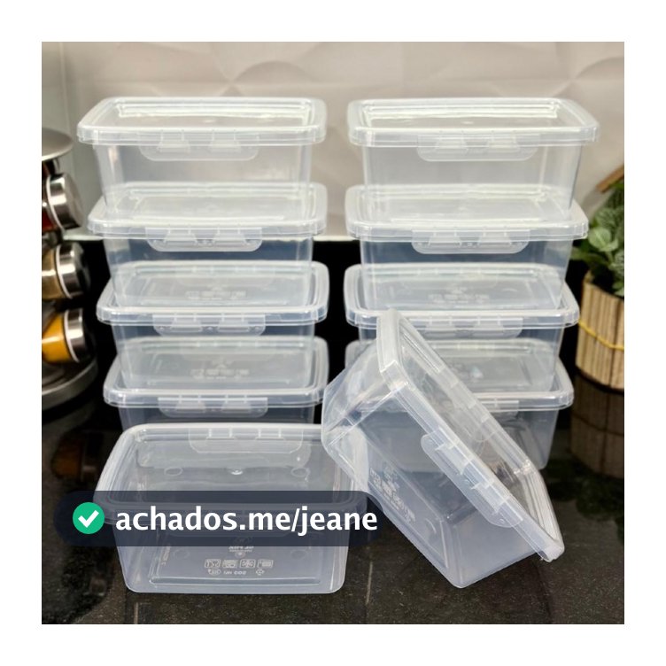Kit 10 Marmita Potes 900ml com Travas Laterais BPA FREE - Alimentos organizadores de congelador