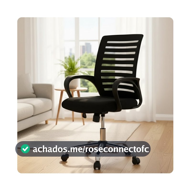 Cadeira De Escritório Giratória Diretor Base Cromada Estofado Mesh Office Preto