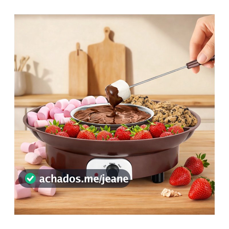 Conjunto de Fondue Elétrico para Chocolate Queijo Manteiga e Doces