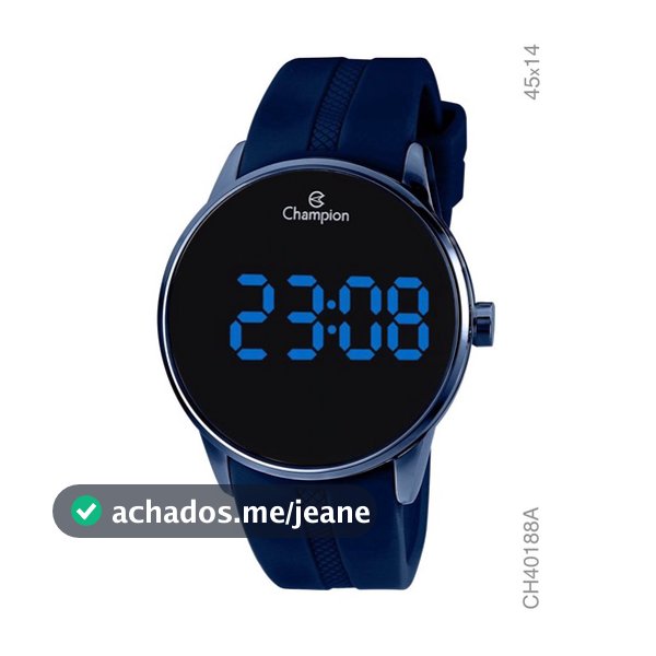 Relógio Champion Masculino Digital Azul CH40188A Relogio Masculino Original Com Pulseira Silicone