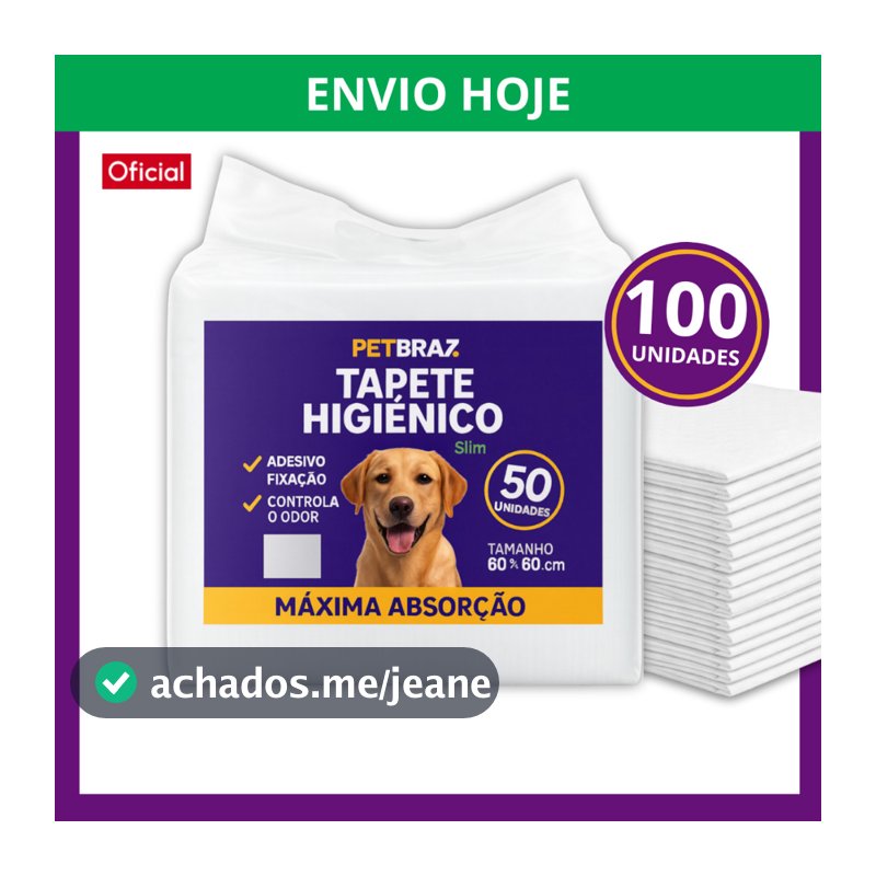 Tapete Higiênico Descartável para Cachorro 60 x 60 cm - Fralda Pet Xixi Cão Pequeno Médio Absorção T