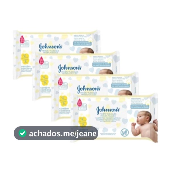 Kit 4 Lenços Umedecidos JOHNSON'S® Baby Recém Nascido 48 unidades Johnson's - Total de 196 unidades