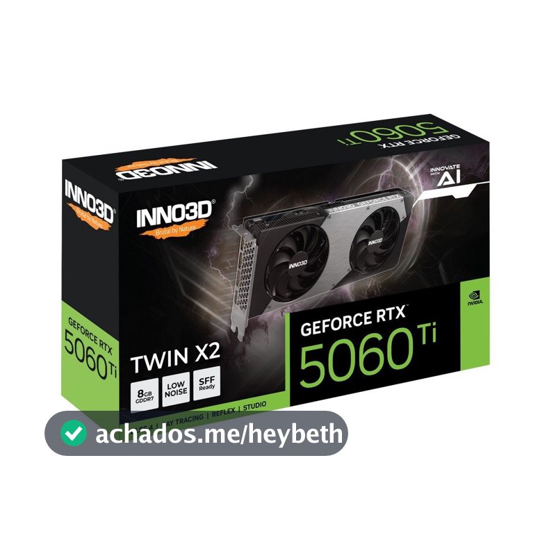 Placa de Video GeForce NVIDIA INNO3D RTX5060TI 8GB TWIN X2  GDDR7 N506T2-08D7-193075N