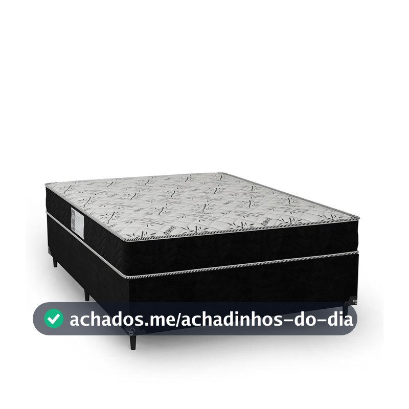 Cama Box Casal + Colchão D33 One Face - Suede Preto - e-Shop Casa