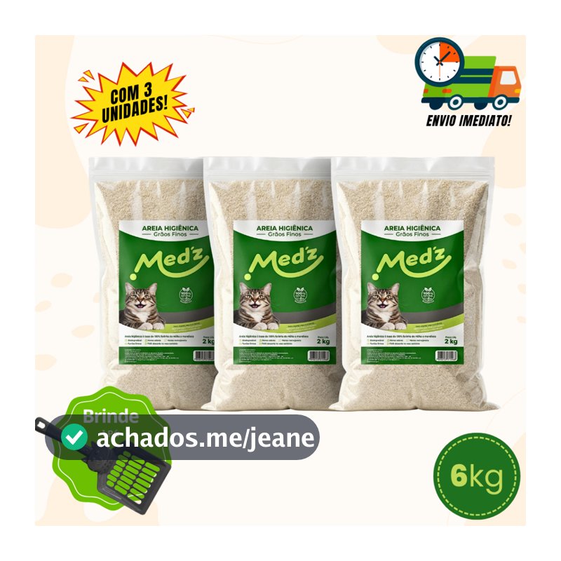 Areia De Mandioca Para Gatos Biodegradável 100% Mandioca Fina Controle de Odores - Alta Absorção