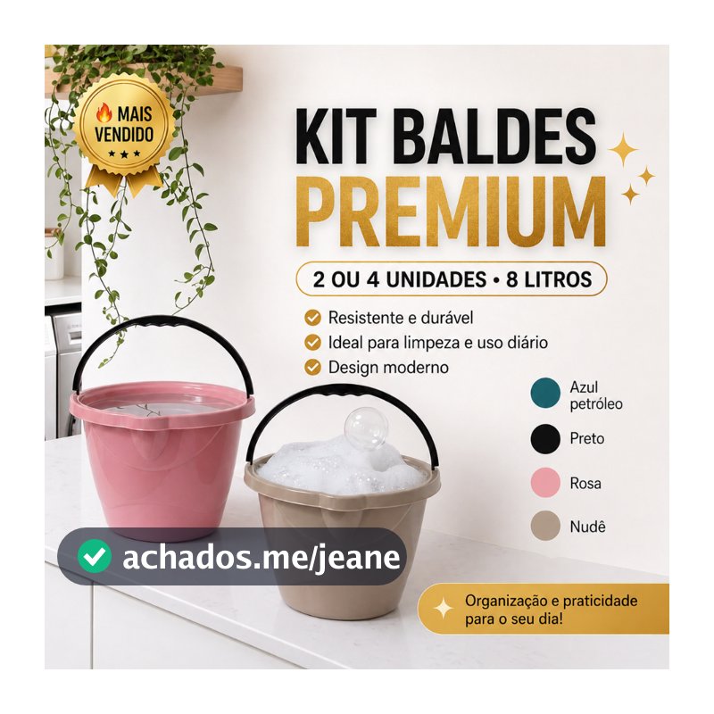 Kit Baldes De Plastico com Alça 8 litros Com 4 e 2 Unidades