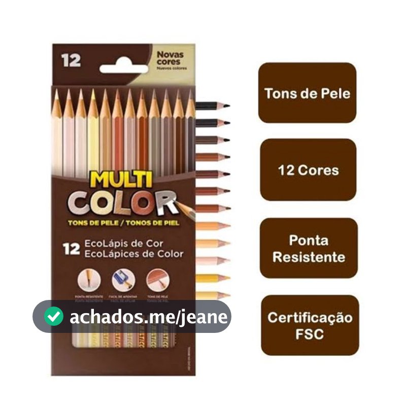 Lapis de cor  multicolor 12 cores Tons de Pele