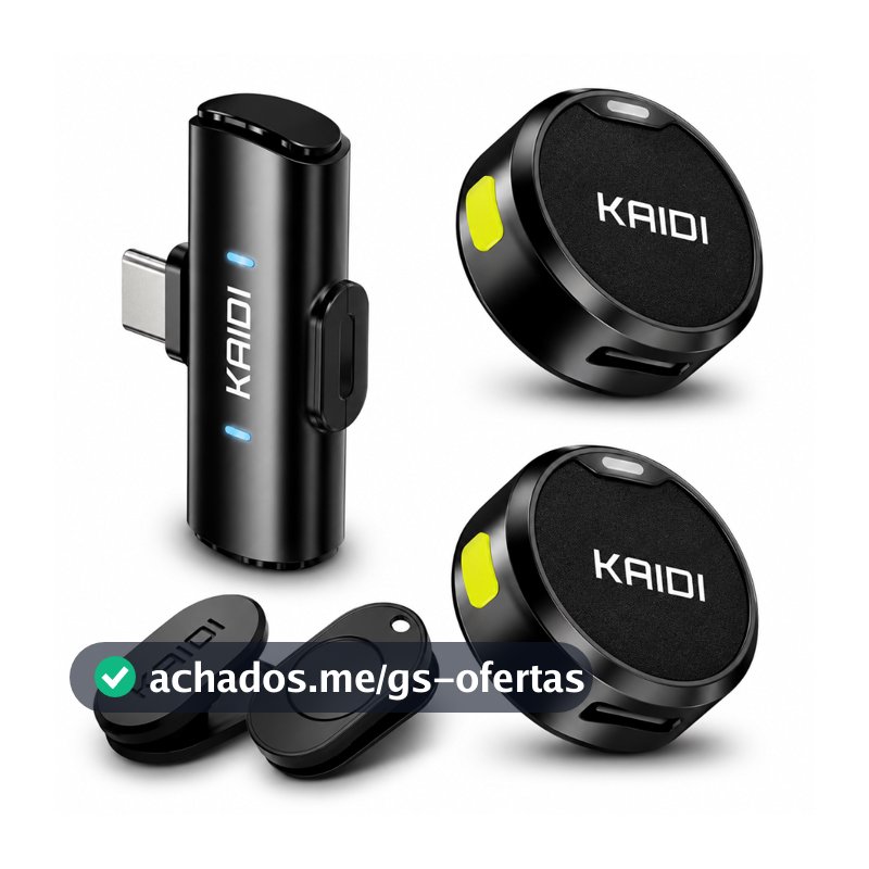 Microfone Lapela Sem Fio Com Imã Duplo Tipo-C Profissional Kaidi Kmf4-C