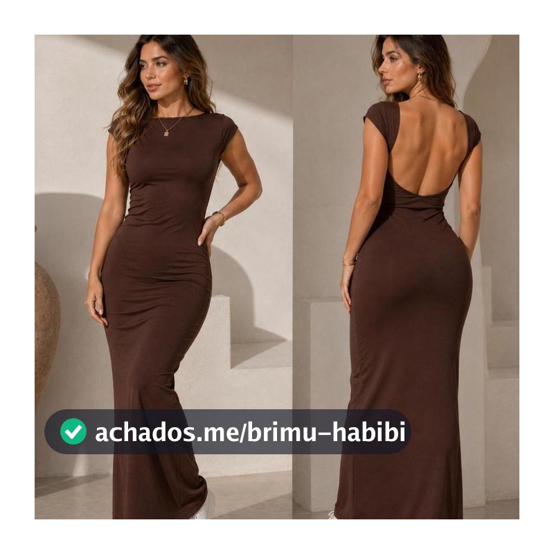 Vestido Femenino Longo Costas Abertas Gringa Mangas Japonesa Estiloso e Confortavel Suplex