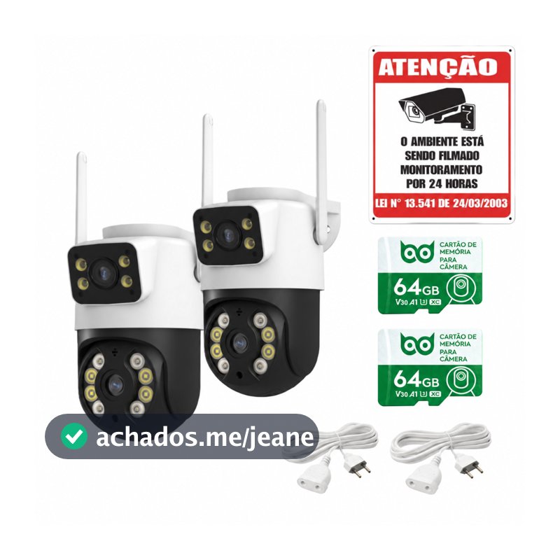 Kit 2 Câmeras Externa IP a Prova D'agua 2 EM 1 Com Visão Noturna Wifi Infravermelho