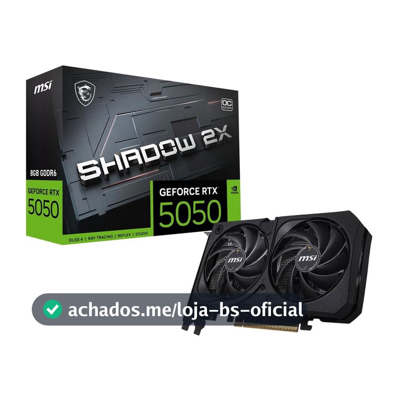 Placa de Vídeo NVIDIA GeForce MSI RTX5050 8GB Shadow  GDRR6 128 Bits - 912-V538