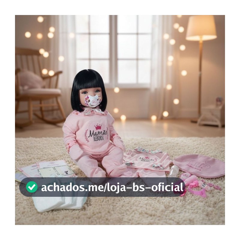 Boneca Bebê Reborn Realista Menina Silicone + Enxoval | Bolsa | Roupa e Acessórios Mamãe Reborn - 48cm!
