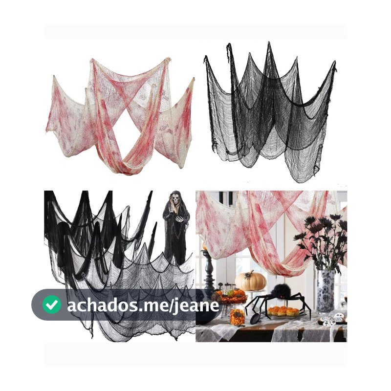 Kit 2 Tecido Decoração Halloween Tecido Gaze 76x198 Decoração Festas Halloween Horror Festa Halloween Dia das Bruxas