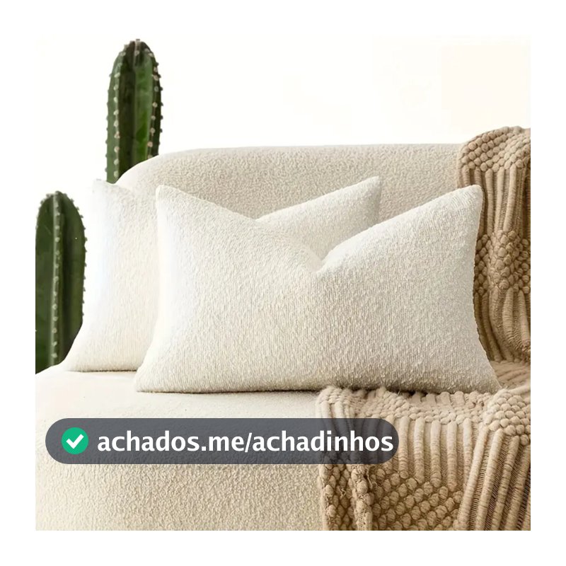 Kit 2 Capas de Almofada Baguete Bouclé Premium com Zíper Invisível 50cm x 30cm Toque Extra Macio