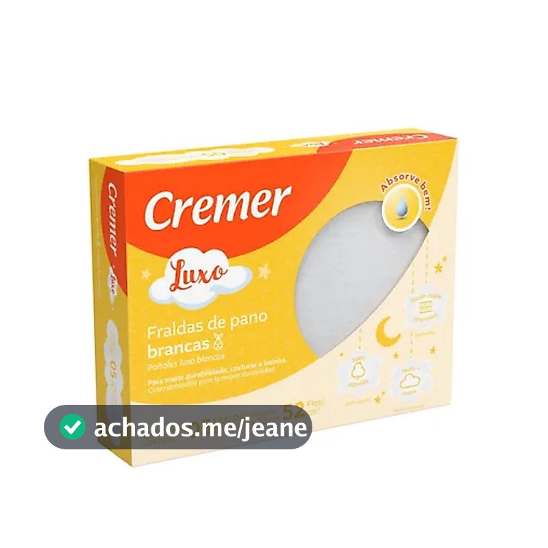 Fralda Infantil Cremer de Pano Luxo Branca 70x70cm 5 unidades