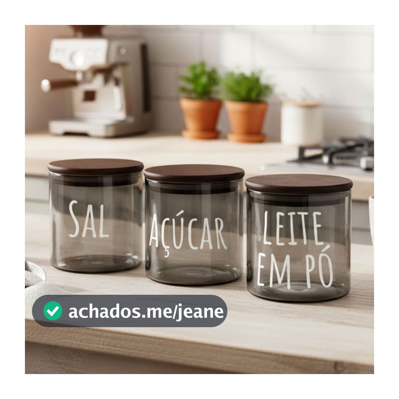 Pote Hermetico em Vidro Preto Espelhado Fumê com Tampa de Bambu Personalizado 600ml