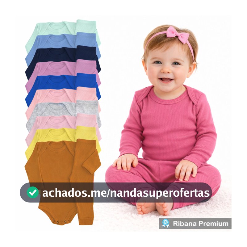 Kit 8 Peças 4 Body + 4 Calça RN ao 3 Conjunto Bebê Ribana Canelado Premium Antialérgico 100% Algodão