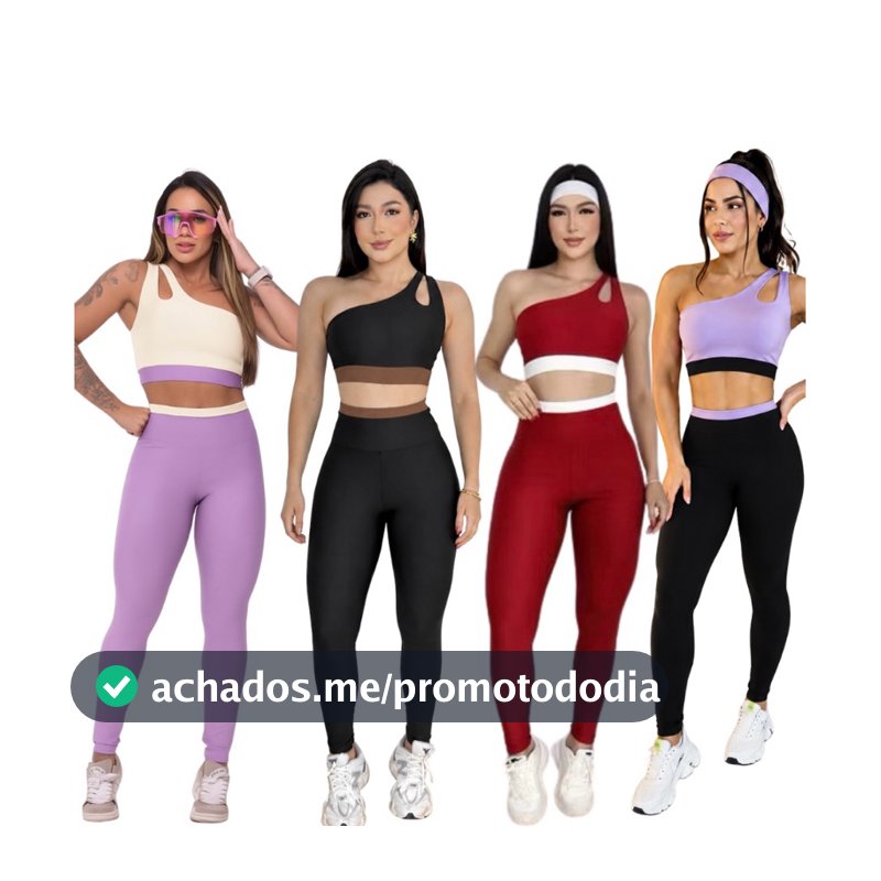 Conjunto Academia Calça e Top Bicolor Fitness Academia Feminina Suplex Premium Zero Transparência