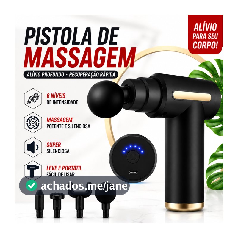 Pistola de massagem elétrica, massageador de tecidos profundos