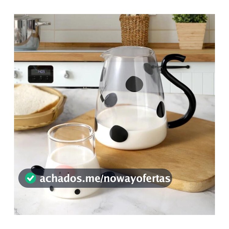 Jarra De Vidro De Vaca Fofa De 500ml , Resistente Ao Calor Em Forma De V Com Copo Para Casa , Escritório , Mesa , Leite