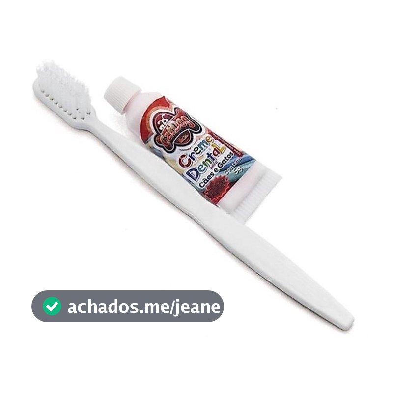 Kit Escova Para Pets Escova Dental + Creme Dental Morango CatDog