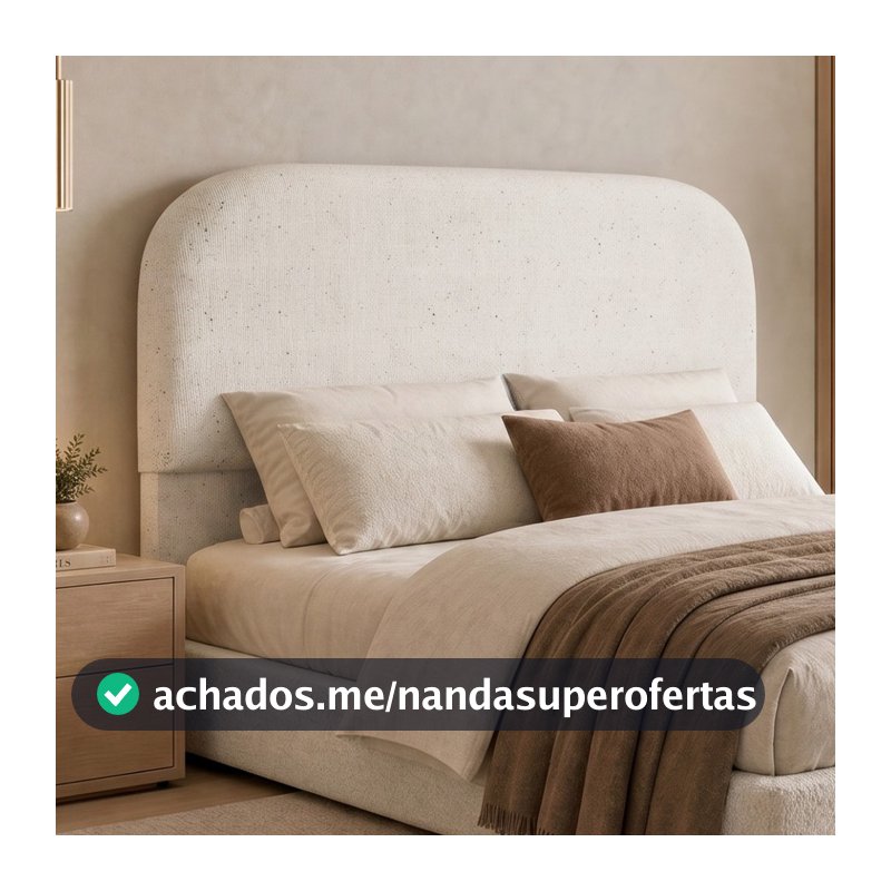 Cabeceira Cama Box Casal 140cm Orgânica Lanna W01 Linho Cru - Lyam Decor