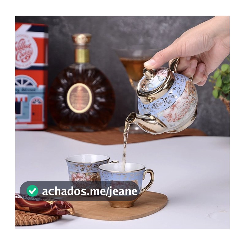 Conjunto bule e xícara de chá Princess Cerâmica e porcelana top10 Presente Natal