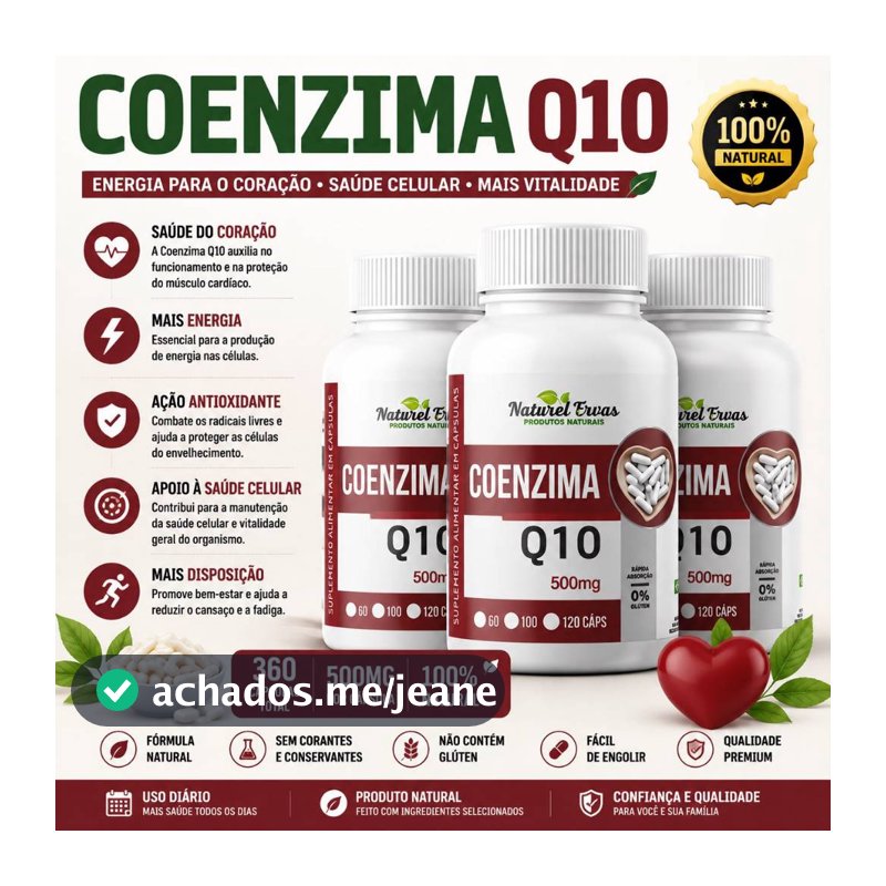 Coenzima Q10 - 500mg - 120 cápsulas - Original - Suplemento alimentar