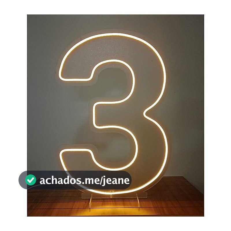 Painel Led Neon Números 0 /9 Acrílico Cristal 50cm Altura com base decoração de festa valor unitario
