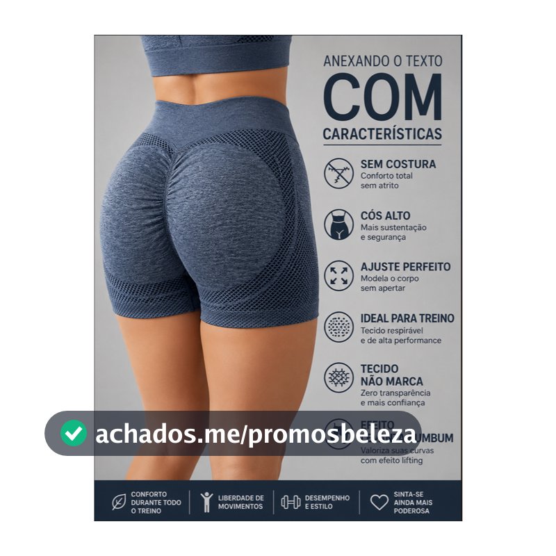 Short Feminino Fitness Cintura Alta com Efeito Levanta Bumbum