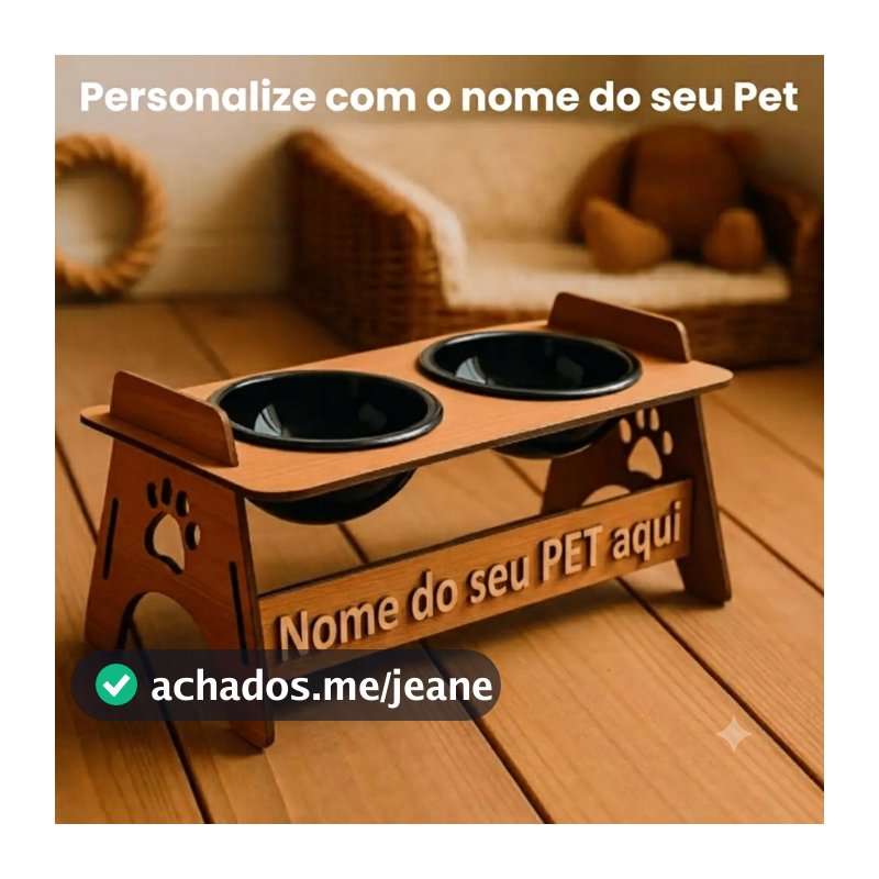 Comedouro Elevado Inclinável Pet Ração e Água Para Cachorros e Gatos em MDF Pintado