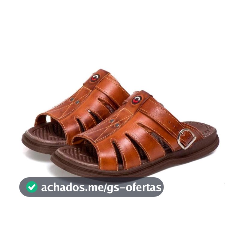 Sandália Chinelo Masculino Couro Legítimo  Anatômico Ortopédico MEGA CONFORTO