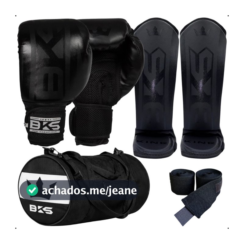 Kit Luva Boxe 8/10/12/14/16oz Kickboxing Muay Thai BKS + Caneleira + Bolsa Espaçosa + Bandagem 3m