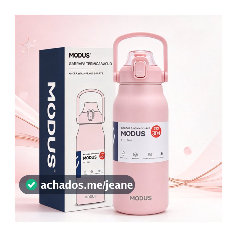 Modus Garrafa Litrão Térmica 1,7L em Aço Inox com Alça e Bico, Parede Dupla, Alta Capacidade, Várias Cores