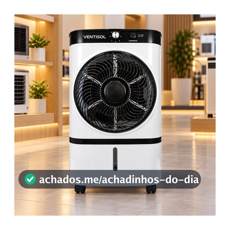 Ventilador Climatizador de Ar Ventisol CLI09 9L 65W 5 em 1 Portátil com 3 Velocidades