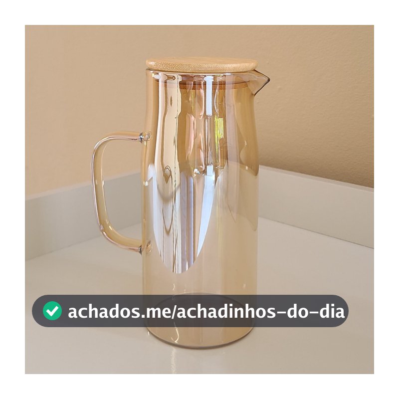 Jarra de Vidro 1 Litro Âmbar e Transparente com Tampa de Bambu Jarra de Vidro Borossilicato