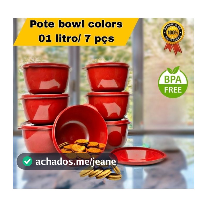 Conjunto kit 7 potes bowls marmita e mantimento para cozinha decoração vasilhas tapoer e organizaçao