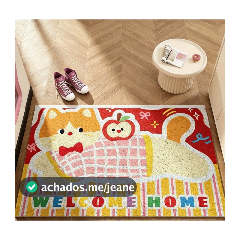 Tapete de Porta Cartoon PVC Antiderrapante Resistente à Sujeira Capacho para Entrada 40x60cm